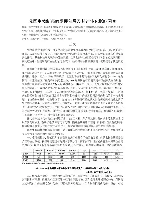 生物制药技术论文