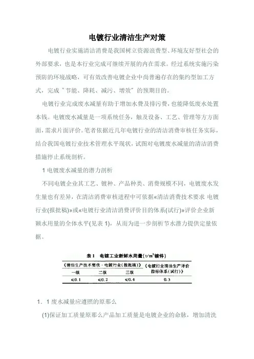 电镀行业清洁生产对策