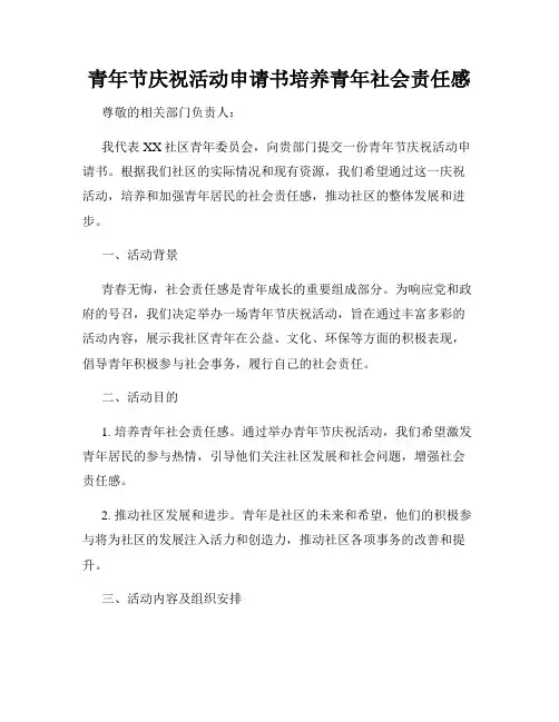 青年节庆祝活动申请书培养青年社会责任感