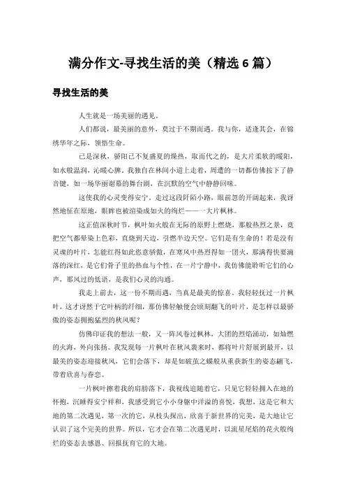满分作文-寻找生活的美(精选6篇)