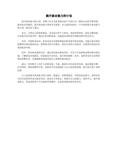 提升就业能力的计划