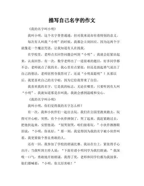 描写自己名字的作文
