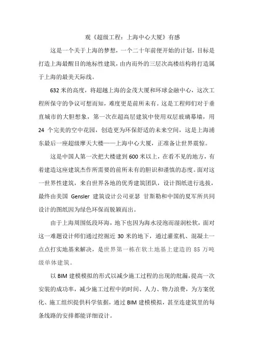 2022观后感：观《超级工程：上海中心大厦》有感