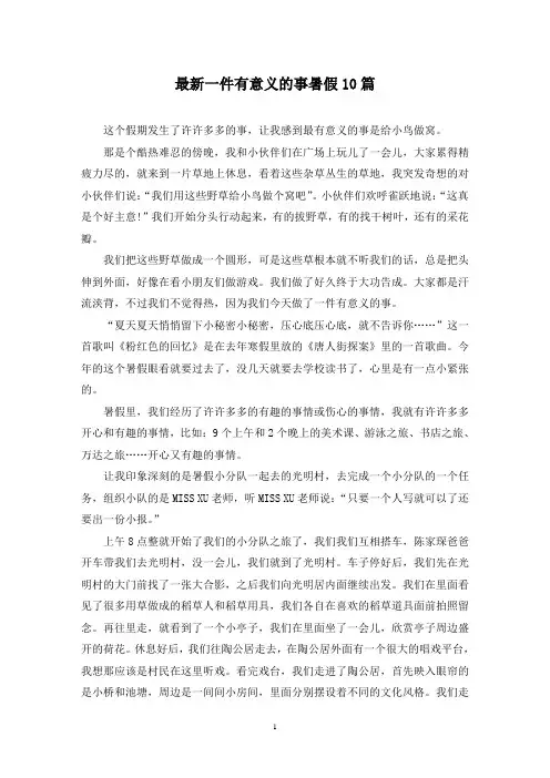 最新一件有意义的事暑假10篇