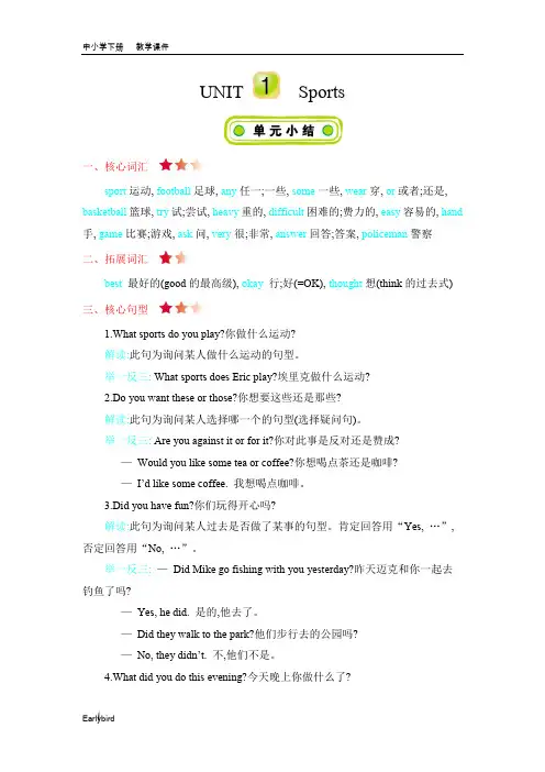 2020春冀教版六年级英语下册课件- Unit 1 知识清单