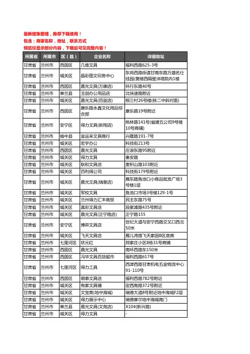 新版甘肃省兰州市办公用品企业公司商家户名录单联系方式地址大全419家