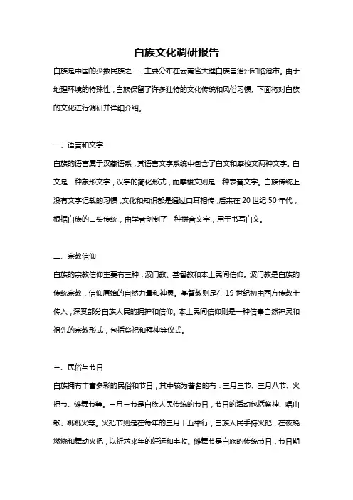 白族文化调研报告