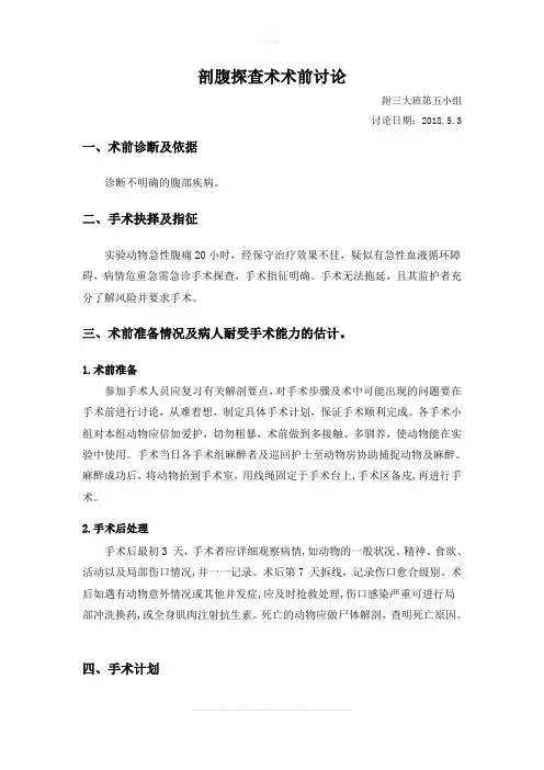 腹部探查术术前记录