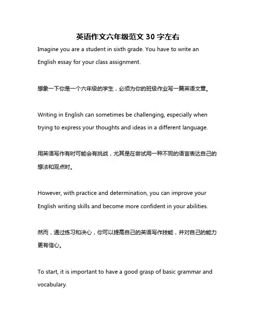 英语作文六年级范文30字左右