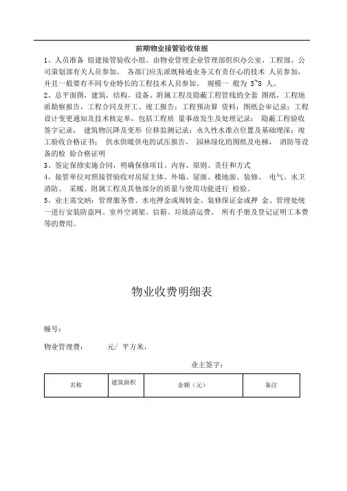 物业交接验收表格