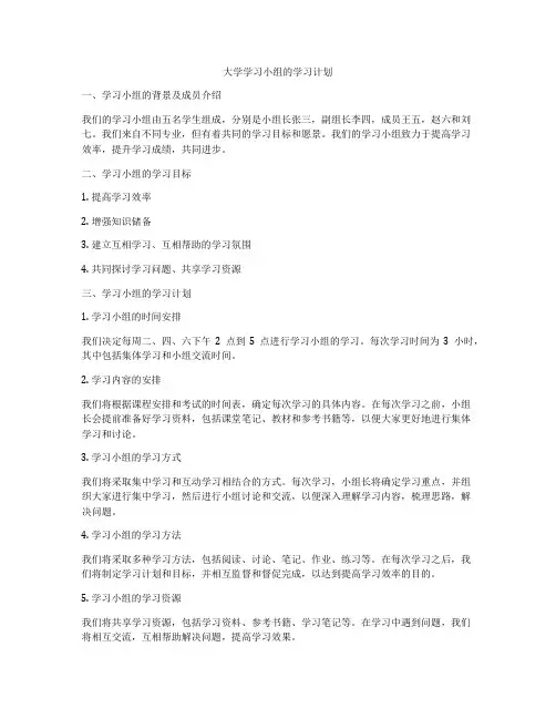 大学学习小组的学习计划