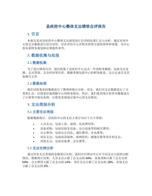 县疾控中心整体支出绩效自评报告