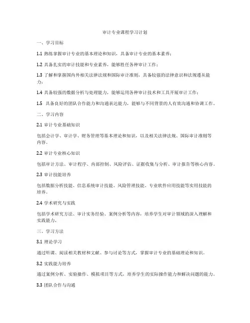 审计专业课程学习计划
