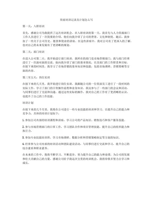 岗前培训记录及计划怎么写
