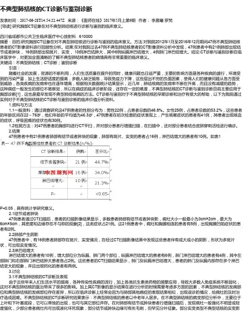 不典型肺结核的CT诊断与鉴别诊断