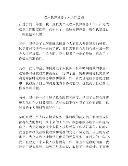 收入核算税务个人工作总结