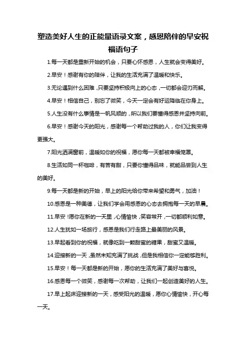 塑造美好人生的正能量语录文案,感恩陪伴的早安祝福语句子-概述说明以及解释
