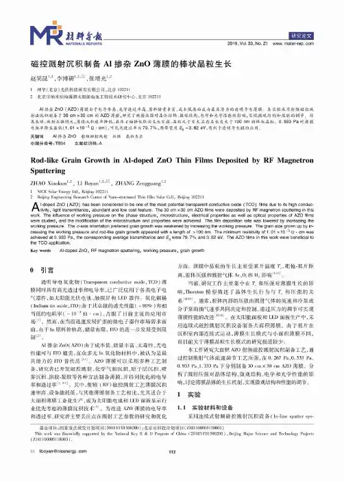 磁控溅射沉积制备Al掺杂ZnO薄膜的棒状晶粒生长