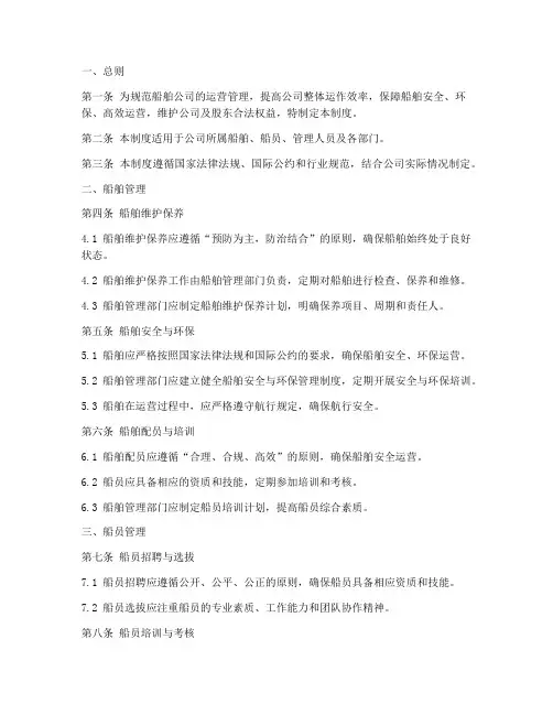 船舶公司管理制度模板