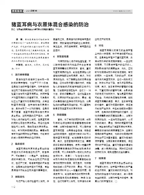 猪蓝耳病与衣原体混合感染的防治