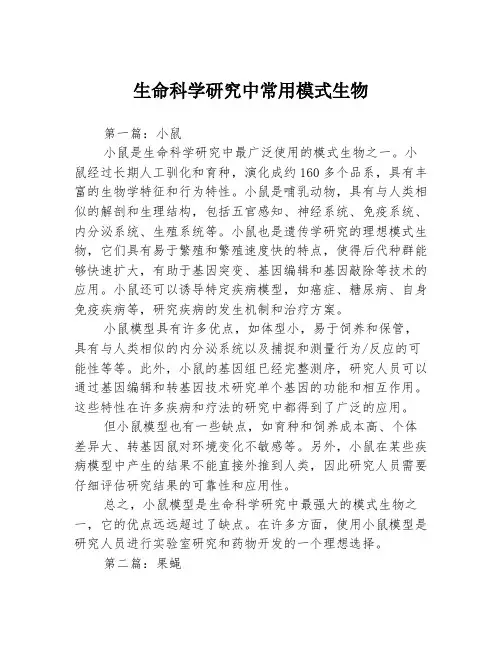 生命科学研究中常用模式生物3篇