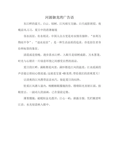 河源御龙湾广告语