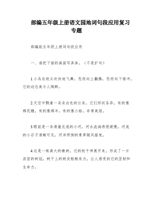 部编五年级上册语文园地词句段应用复习专题