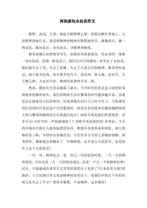 两块面包水仙花作文精编