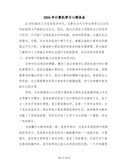 2024年计算机学习心得体会（四篇）