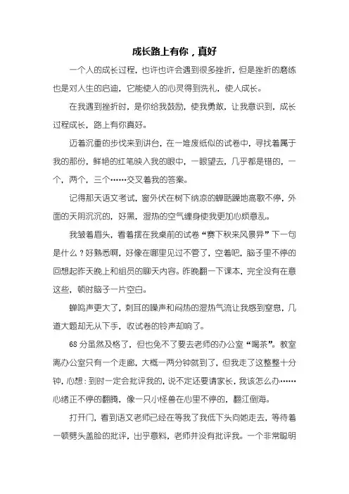 初三作文：成长路上有你真好作文600字