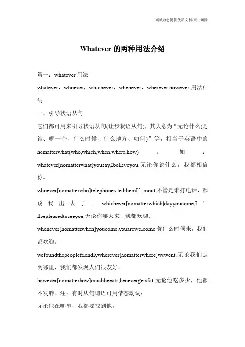 Whatever的两种用法介绍