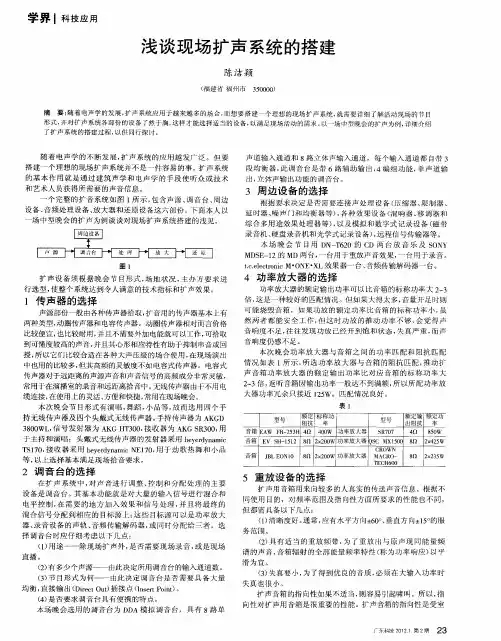 浅谈现场扩声系统的搭建