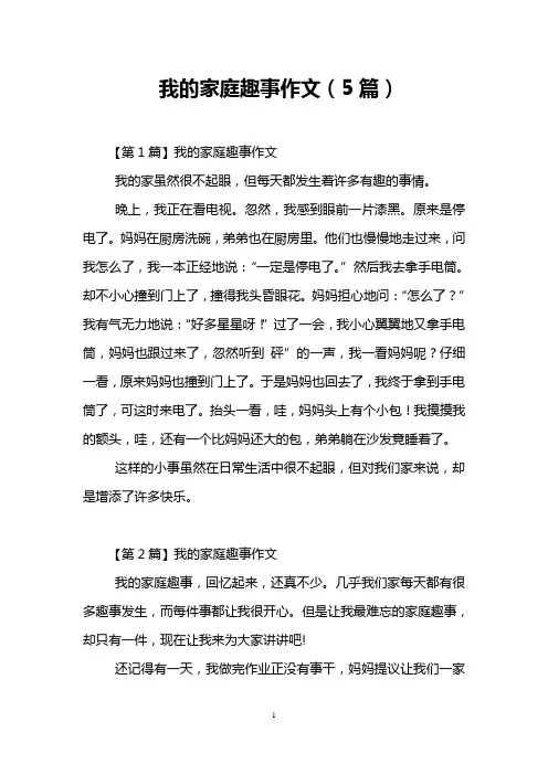 我的家庭趣事作文(5篇)