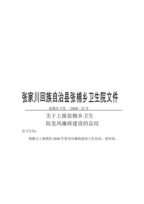 张棉乡卫生院2010年党风廉政建设工作总结