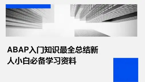 ABAP入门知识最全总结新人小白必备学习资料