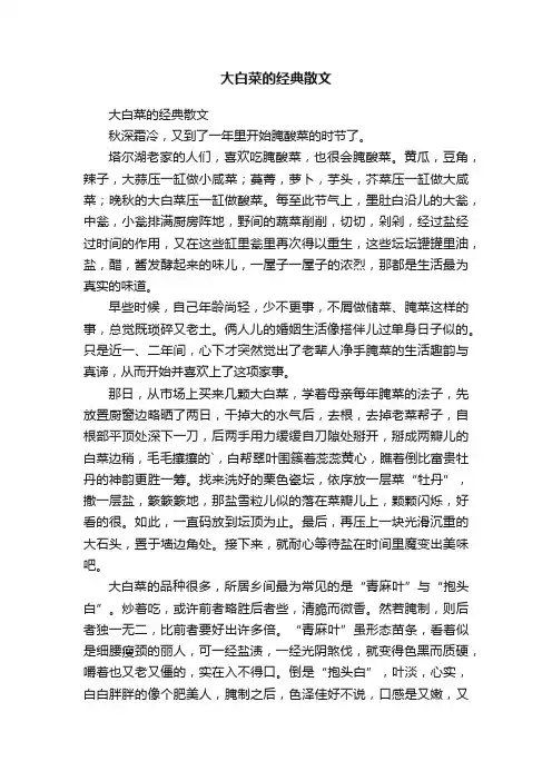 大白菜的经典散文