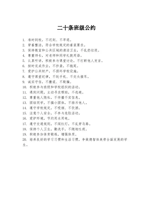 二十条班级公约
