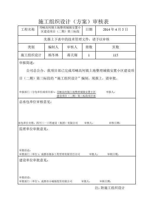 施工组织设计及方案内审表