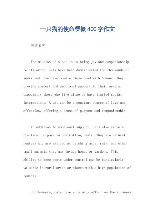 一只猫的使命梗概400字作文