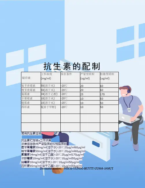 抗生素的配制