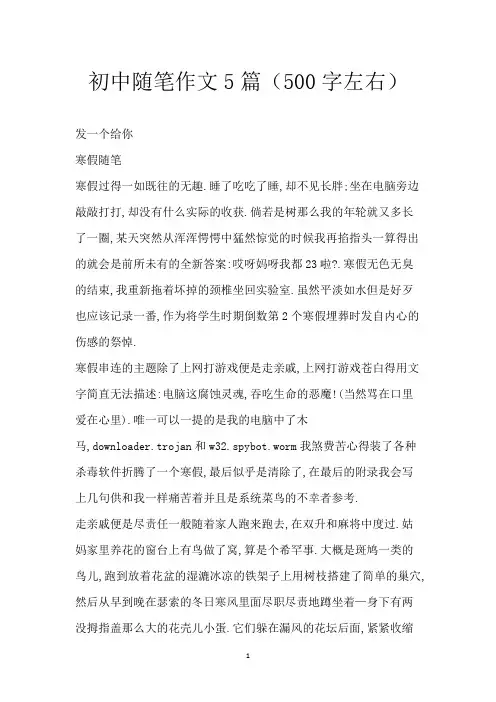 初中随笔作文5篇(500字左右)