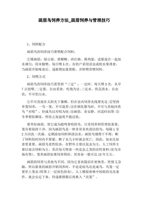 画眉饲养与管理技巧