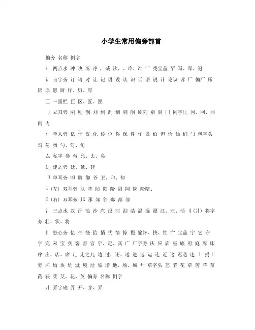 小学生常用偏旁部首