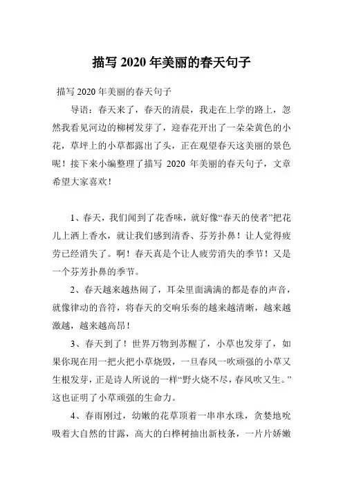 描写2020年美丽的春天句子