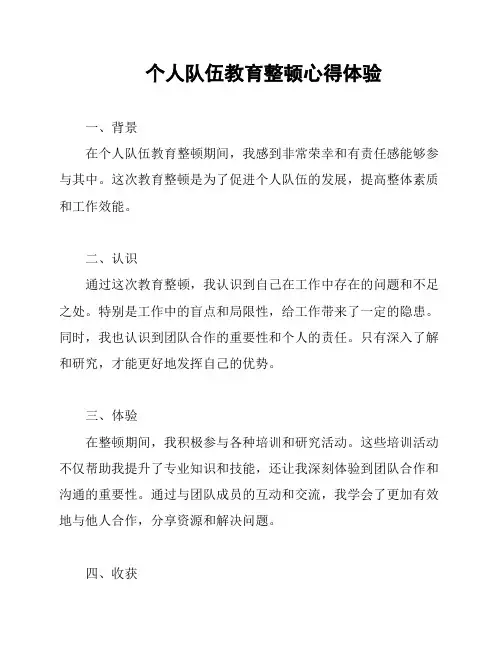 个人队伍教育整顿心得体验