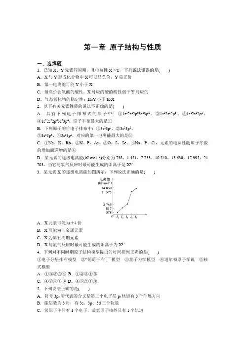 人教版高中化学选修3第一章  原子结构与性质 章末复习