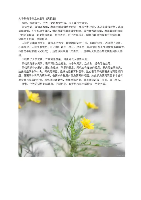 文华紫微斗数之安星法(天机星)