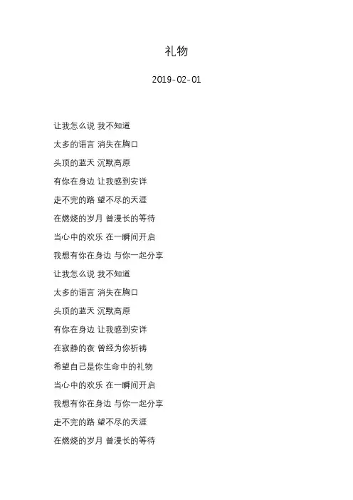 许巍—礼物—歌词