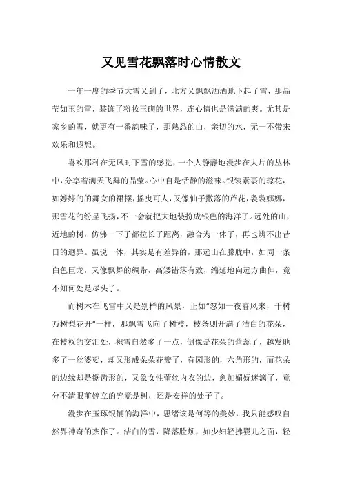 又见雪花飘落时心情散文