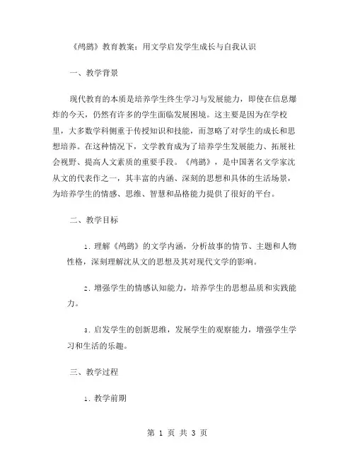 《鸬鹚》教育教案,用文学启发学生成长与自我认识
